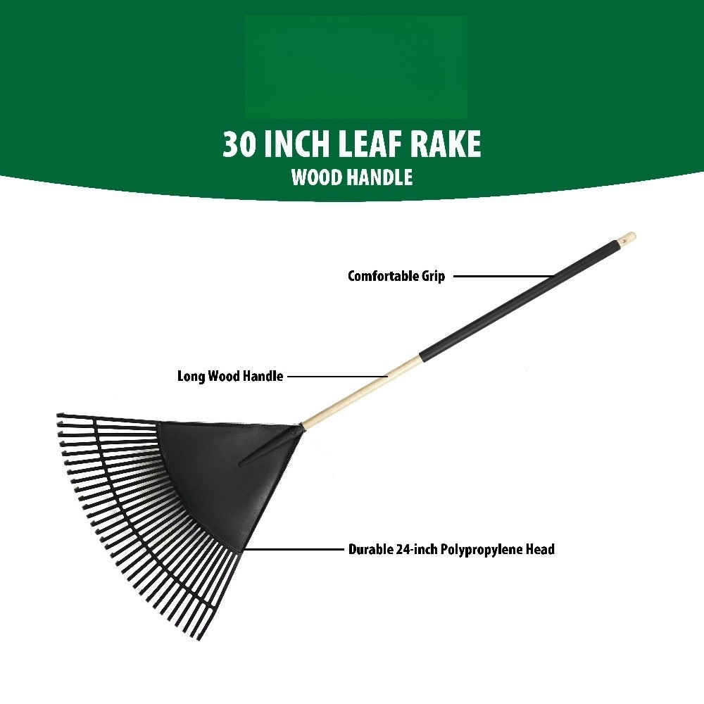 30-inch Wood and Poly Leaf Rake
