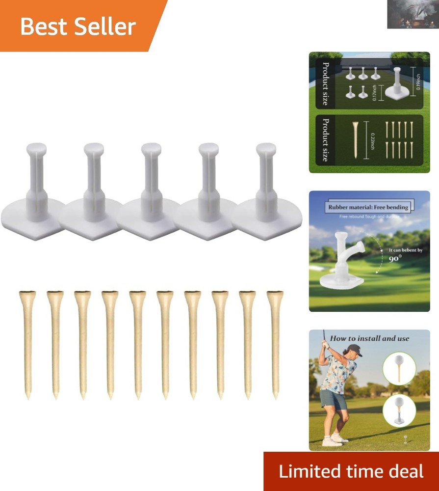 Portable Golf Simulator Tees Set with Weighted Bases - Perfect for Practice