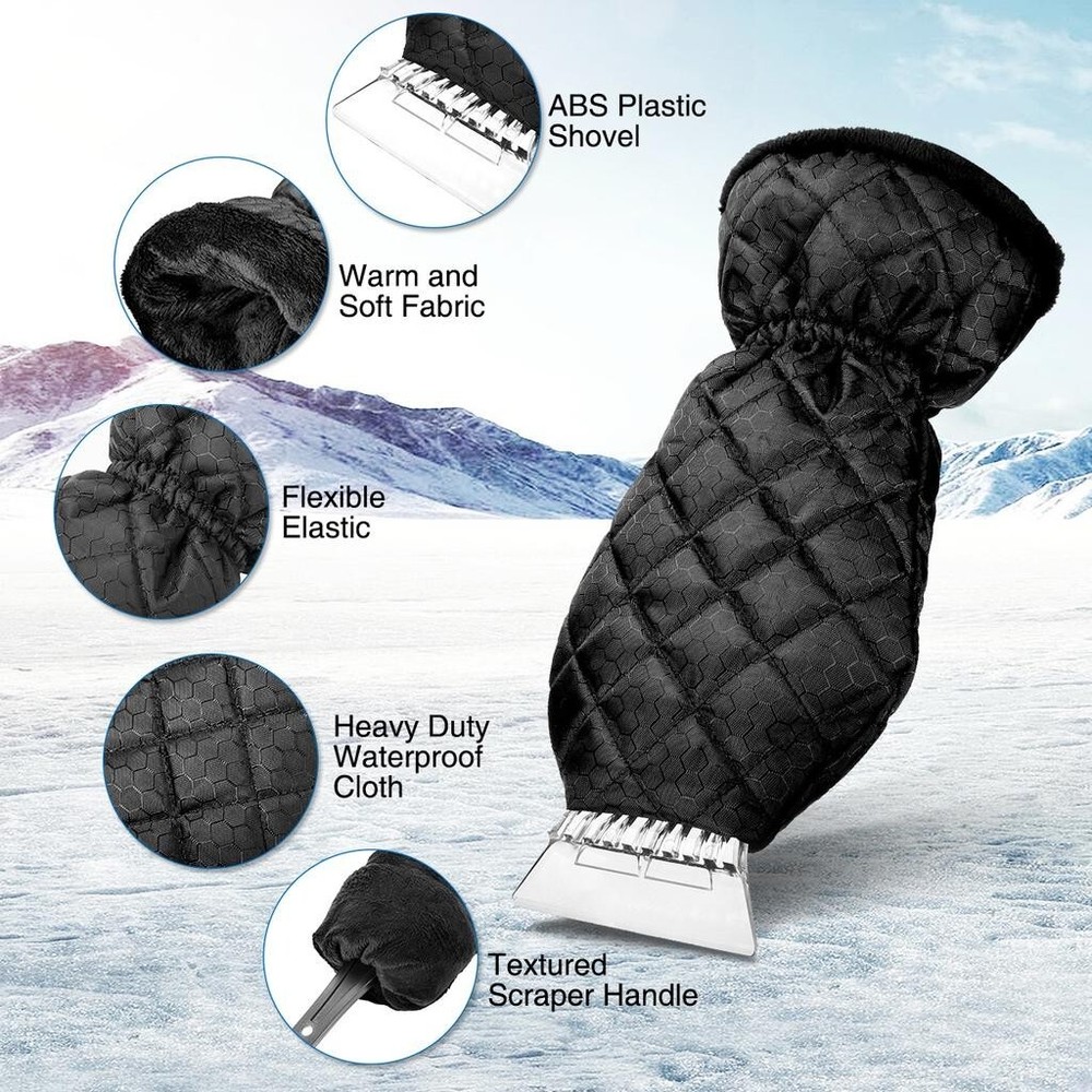 SCRUBIT Ice Scraper with Glove (3x Pack) Car Windshield Scraper for Ice and Snow