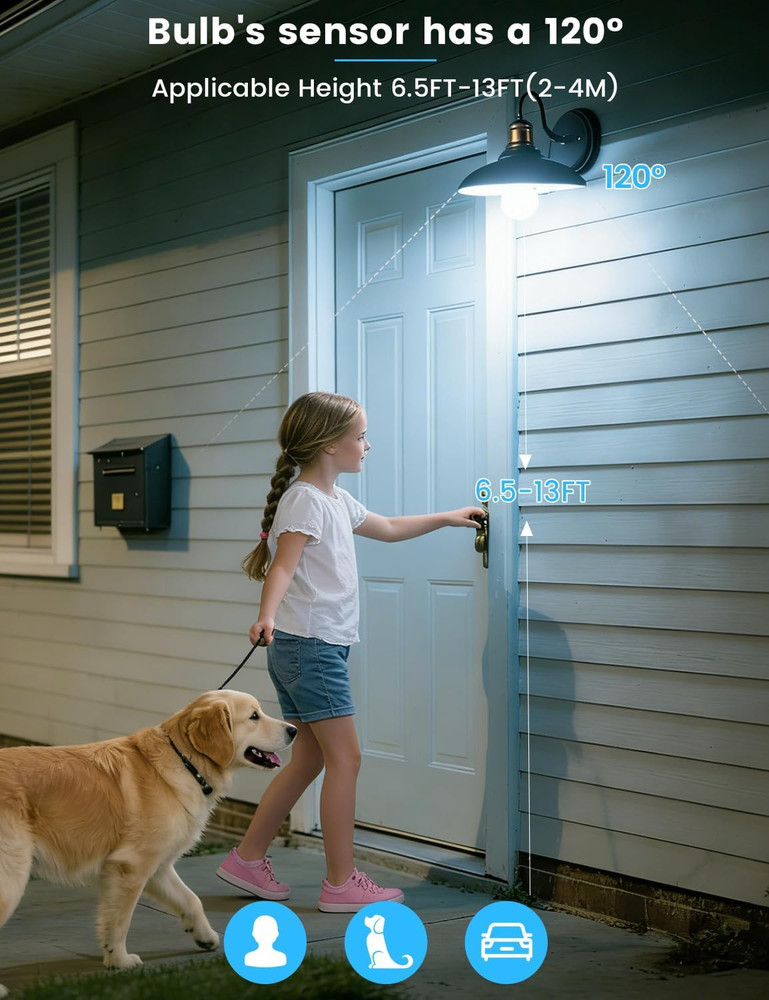 Motion Sensor Light Bulbs, 13W (100Watt Equivalent), Motion Activated Dusk to Da