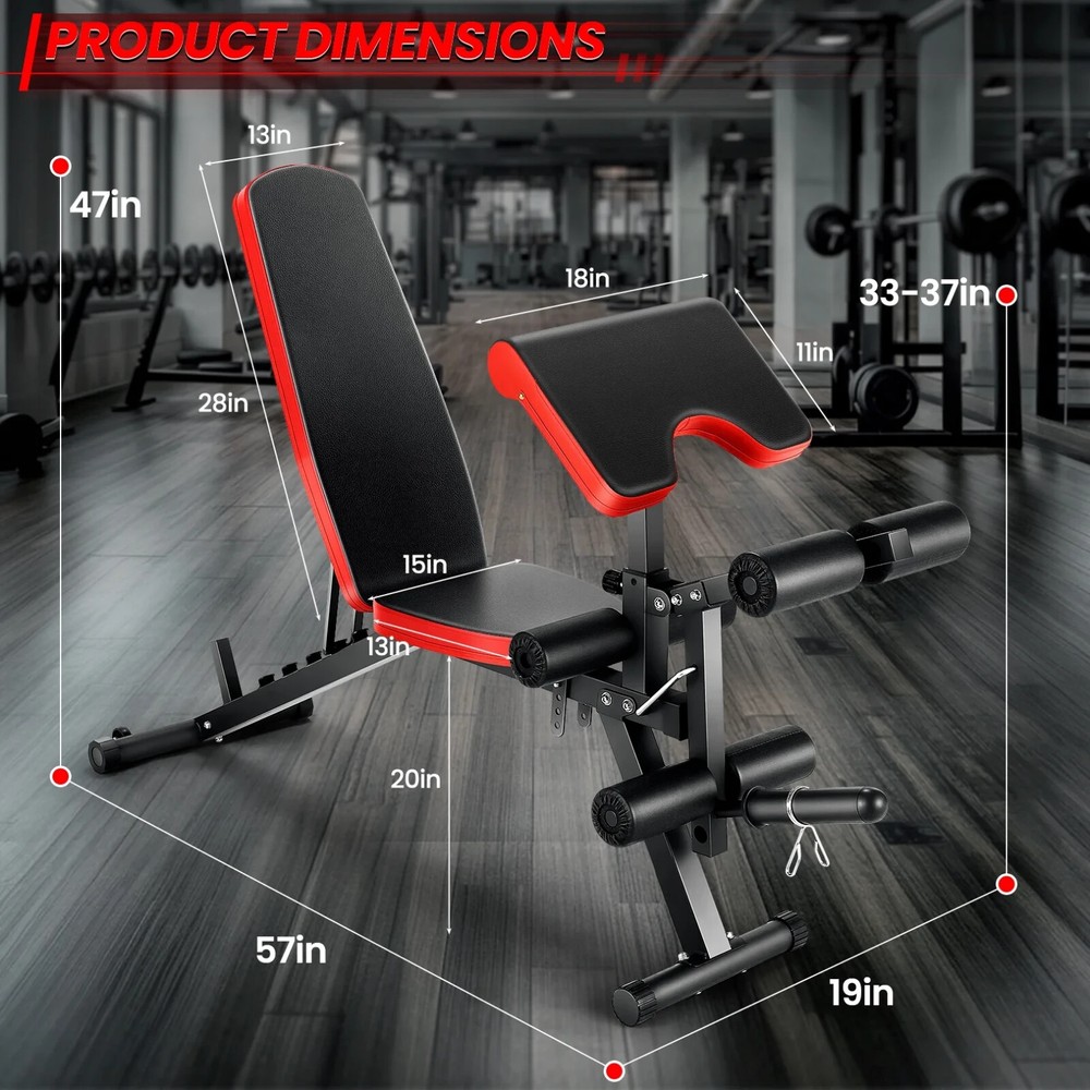 800LBS Adjustable Foldable Weight Bench Home Gym Strength Training Workout Bench
