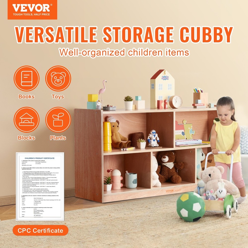 Cubby Mobile Tray Storage Cabinet 5-Compartment Cubby Storage Shelf Cubby