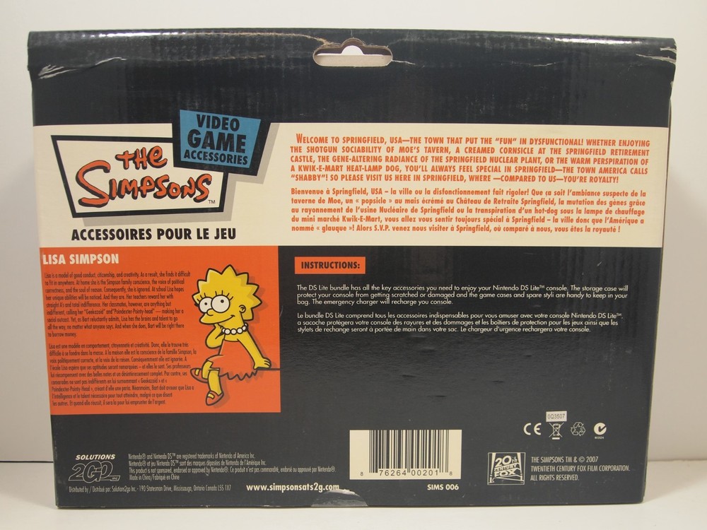 Lisa Simpson DS Lite Bundle Nintendo Solutions2go Case/Stylus/Earbuds/Strap