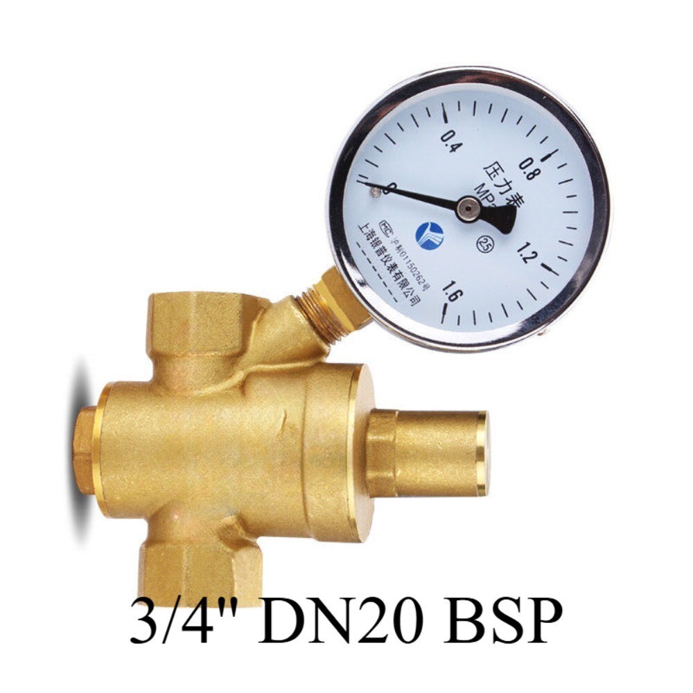 3/4'' DN20 BSP Brass Water Pressure Reducing Valve W/ Gauge Flow Adjustable NEW