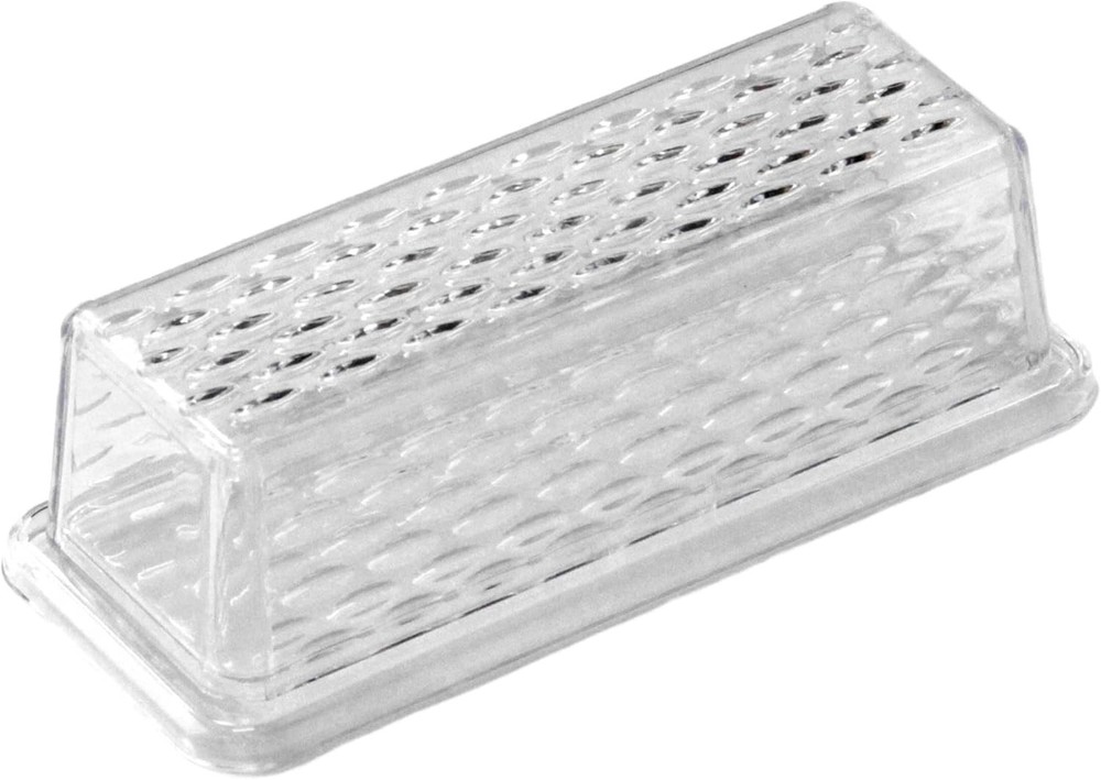 Modern Rectangular Butter Dish - 7-Inch Clear Plastic with Crystal-Like Cover