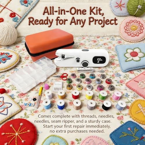 Handheld Sewing Machine, Portable Mini Sewing Machine for Beginners & WHITE