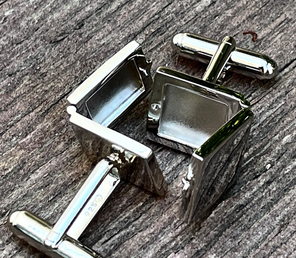 925 Silver Square Hidden Locket Cufflinks