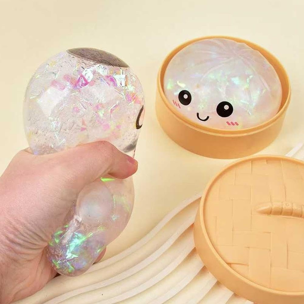 Dumpling Squishies,Glitter Dumpling, Glitter Squishy with Small, White