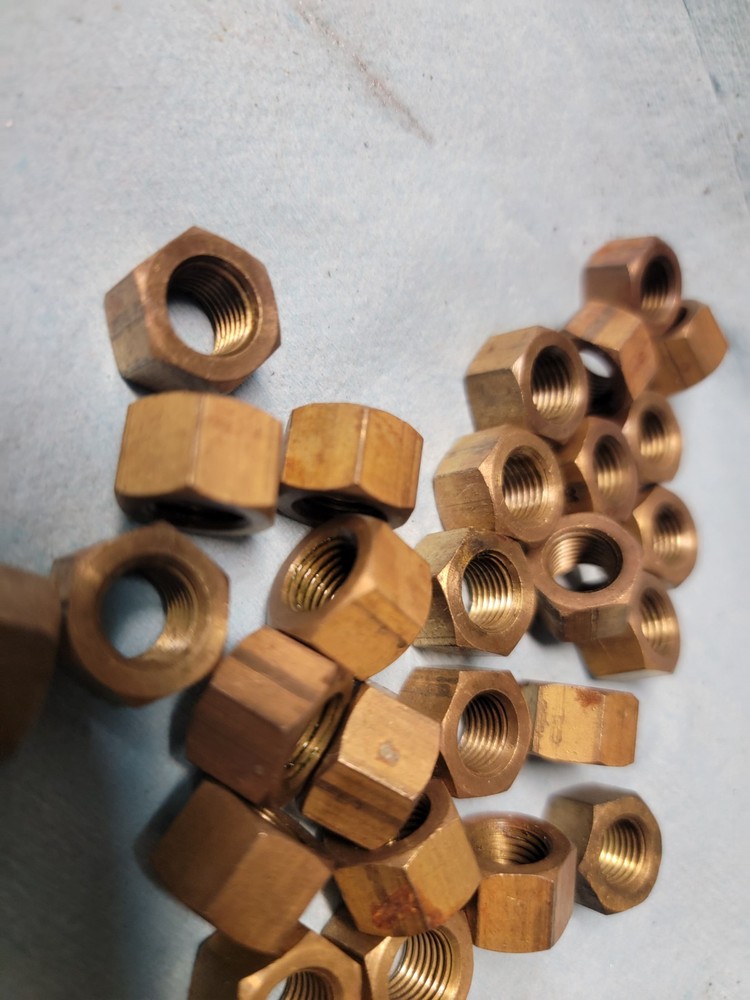3/8"-24 solid Brass Hex Nuts 25 qty