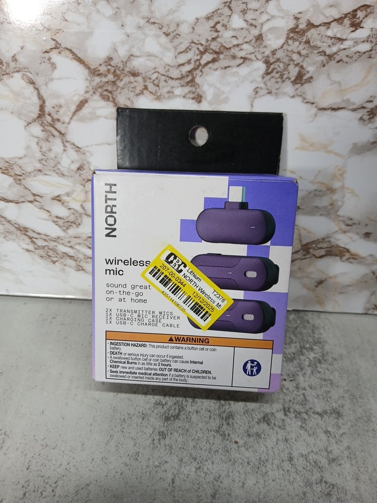 New- NORTH Wireless Microphone Transmitter & Receiver with Charger (USB-C)