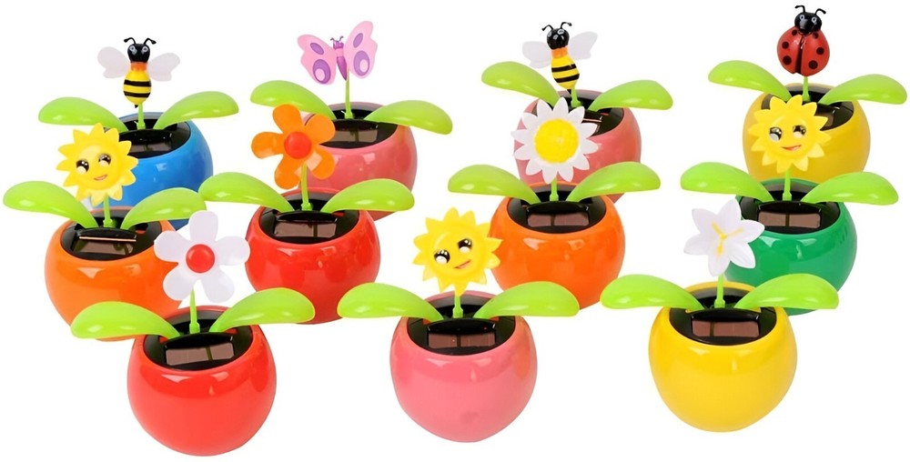 Solar Dancing Toy Flower Assorted style Solar Powered Dancing Flower 6 Pack