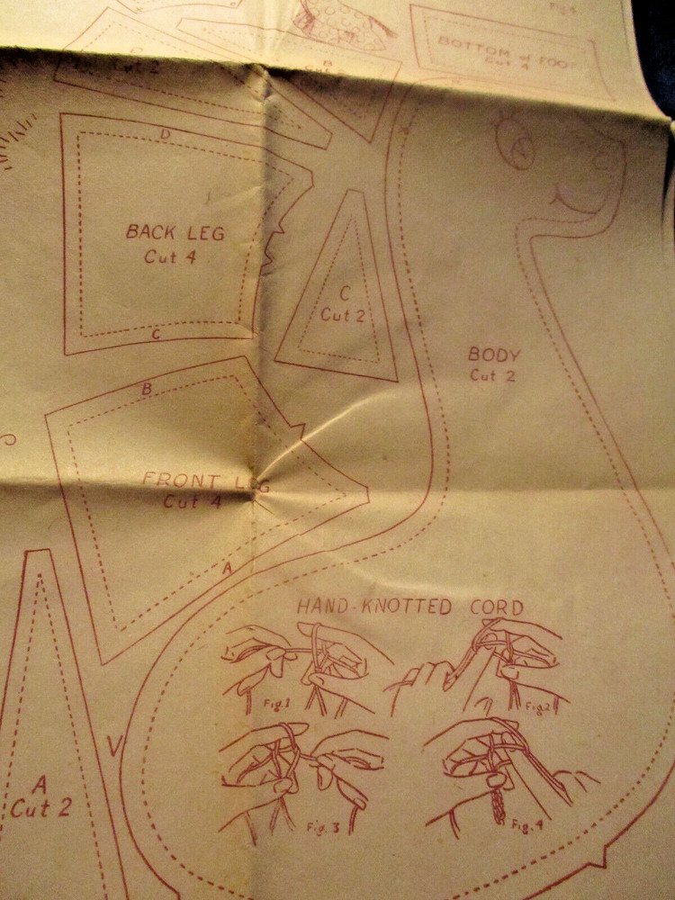 Vtg Transfer Pattern 15" Toy Soft Giraffe & Donkey Transfers