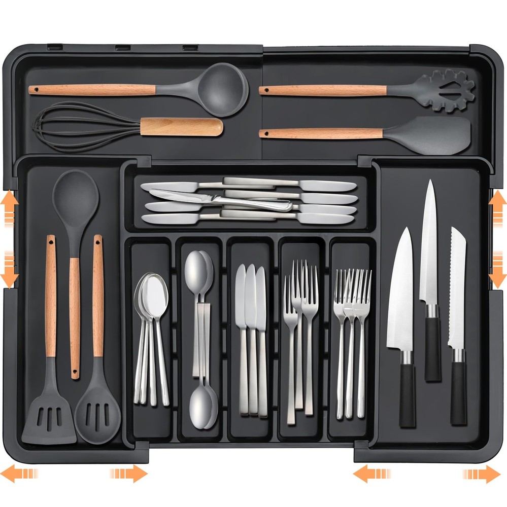 Spaclear Silverware Organizer Expandable Kitchen Utensil Drawer Organizer Lar...