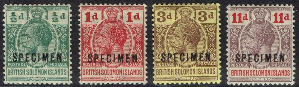 BRITISH SOLOMON ISLANDS 1913 KGV SPECIMEN SET INSCRIBED POSTAGE POSTAGE