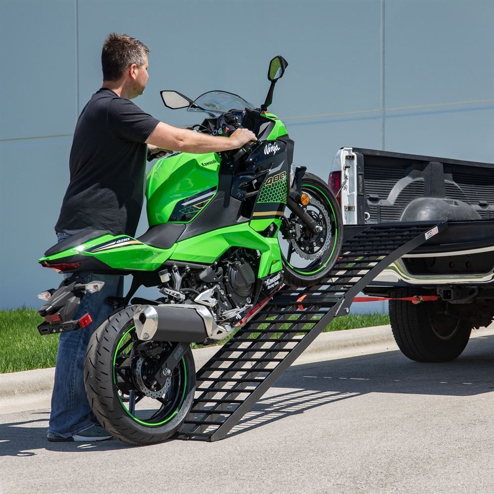 9' x 17.5" 4-Beam Folding Arched Single Runner Motorcycle Loading Ramp