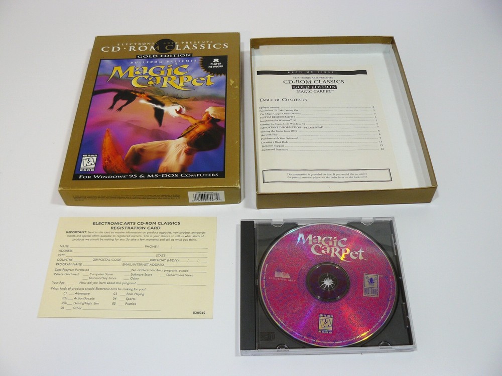 Magic Carpet - Bullfrog 1995 PC Computer Software Vintage CD-ROM Gold Edition