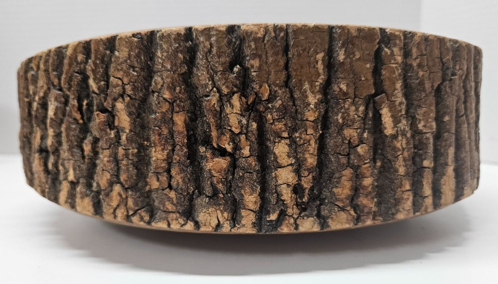 Vintage MCM Wood Nut Cracking Bowl Tree Bark Rustic Nutcracker Dish 9.5"