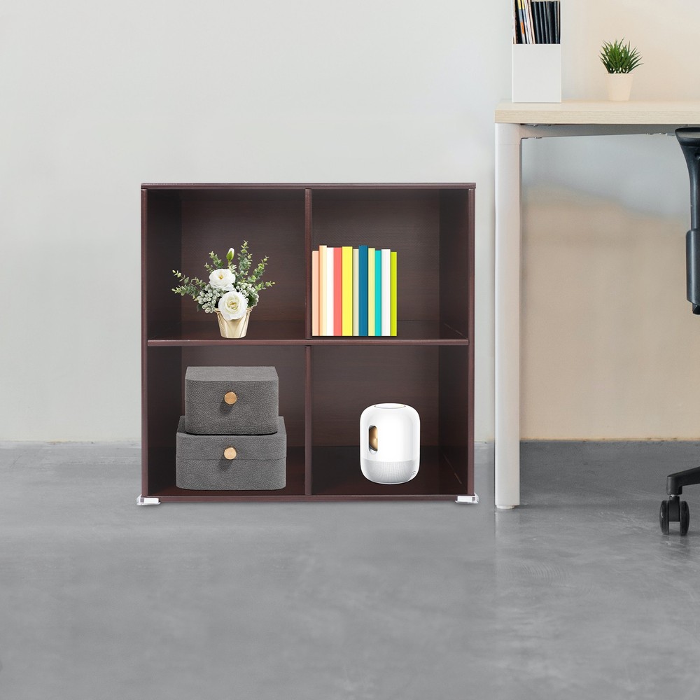 Solid Wood Bookshelf with Compartments Floor-Standing Solid Wood Cube Bookcase