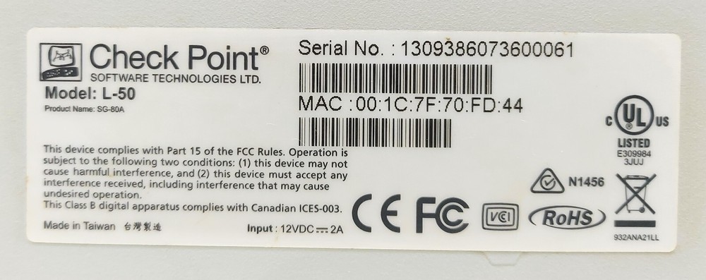 Check Point L-50 Router SG-80A