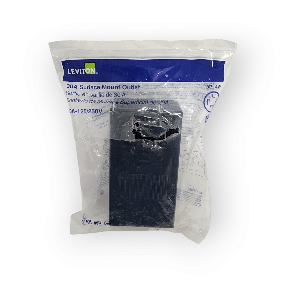 Leviton 30 Amp Single Surface Mounted Single Outlet (Black)