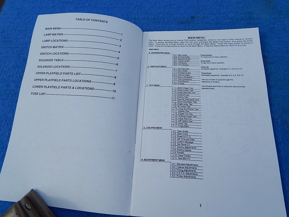 1995 Williams JOHNNY MNEMONIC pinball machine Operator's Handbook