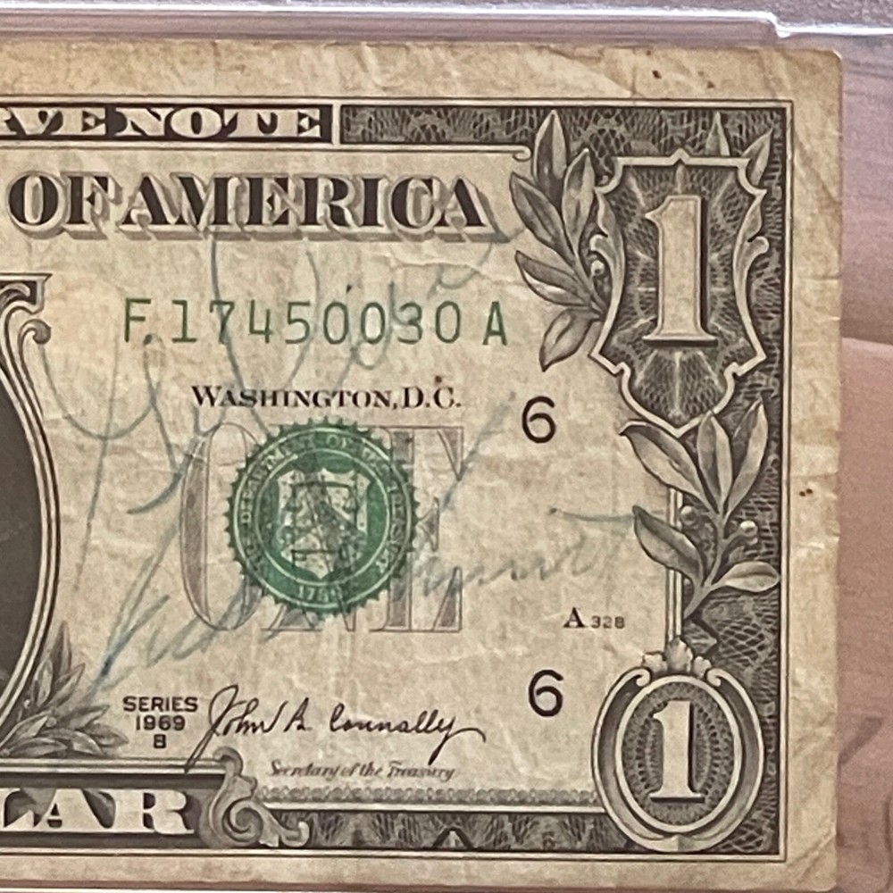 APOLLO 17 * PSA * Crew Signed Dollar Bill Autograph Gene CERNAN EVANS * SCHMIDT