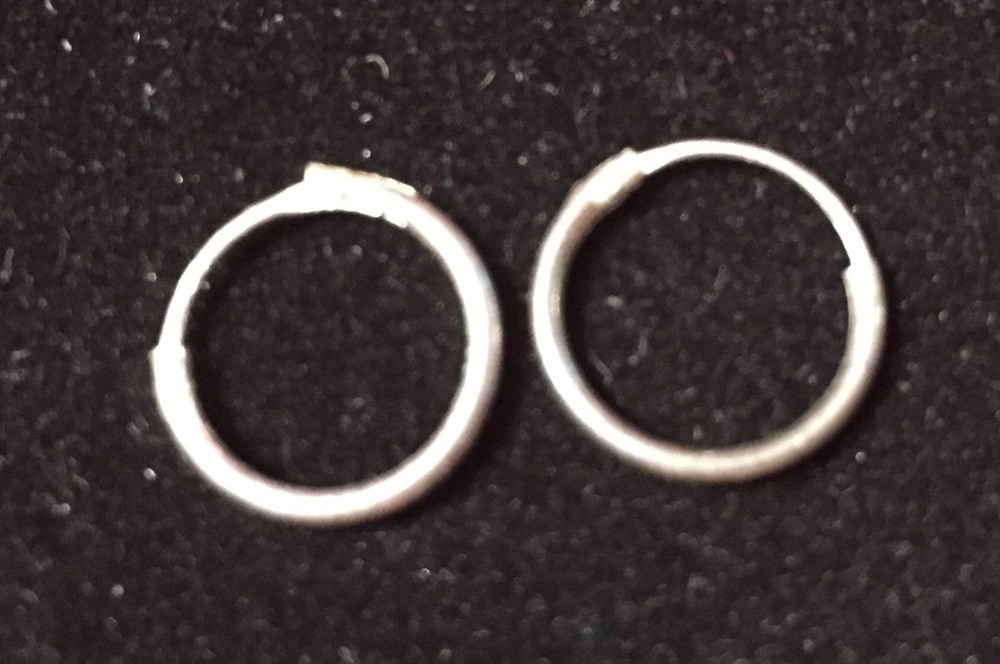 Vintage Tiny Silvertone Hoops Tarnished Very Dainty