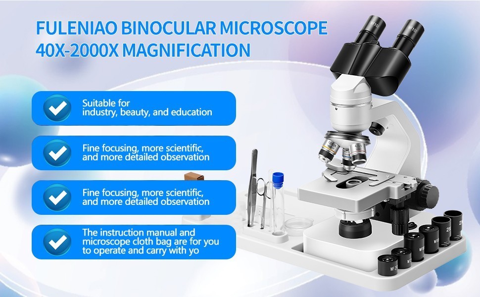 40X-2000X zoom binocular optical microscope, laboratory binocular biological mic