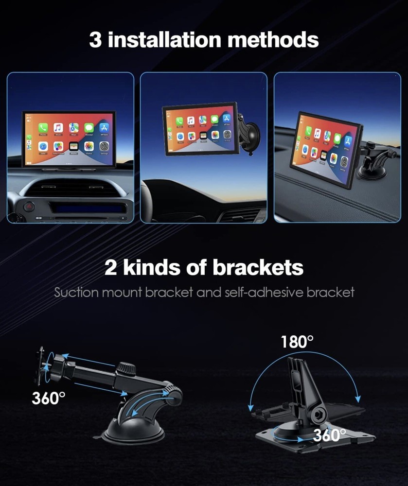 9” Apple Car Play Android Auto Portable GPS Navagation Backup Camera