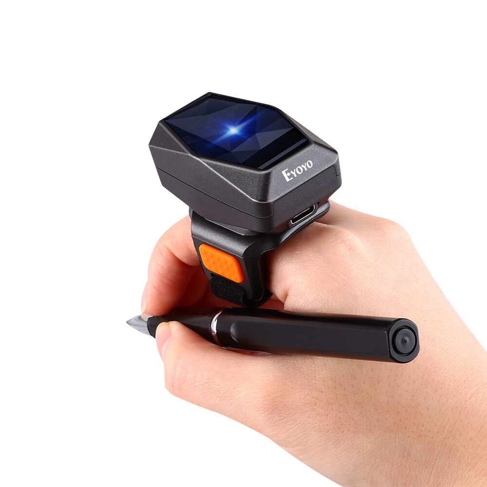 Eyoyo 1D 2D QR Code Finger Ring Scanner Wireless Wearable Barcode Scanner for PC