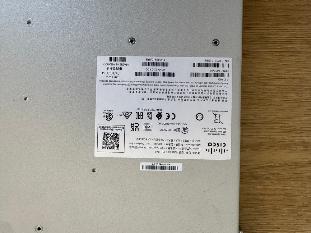 Cisco Firepower FPR-1140 Network Security Firewall - Powers On (WITH SSD)