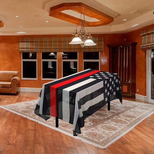 MSFHHA Rectangular Tablecloth Thin Red Line Firemen Firefighter Tablecloth
