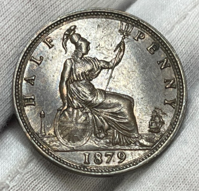 1879 Great Britain Half Penny Coin Great Condition High Value