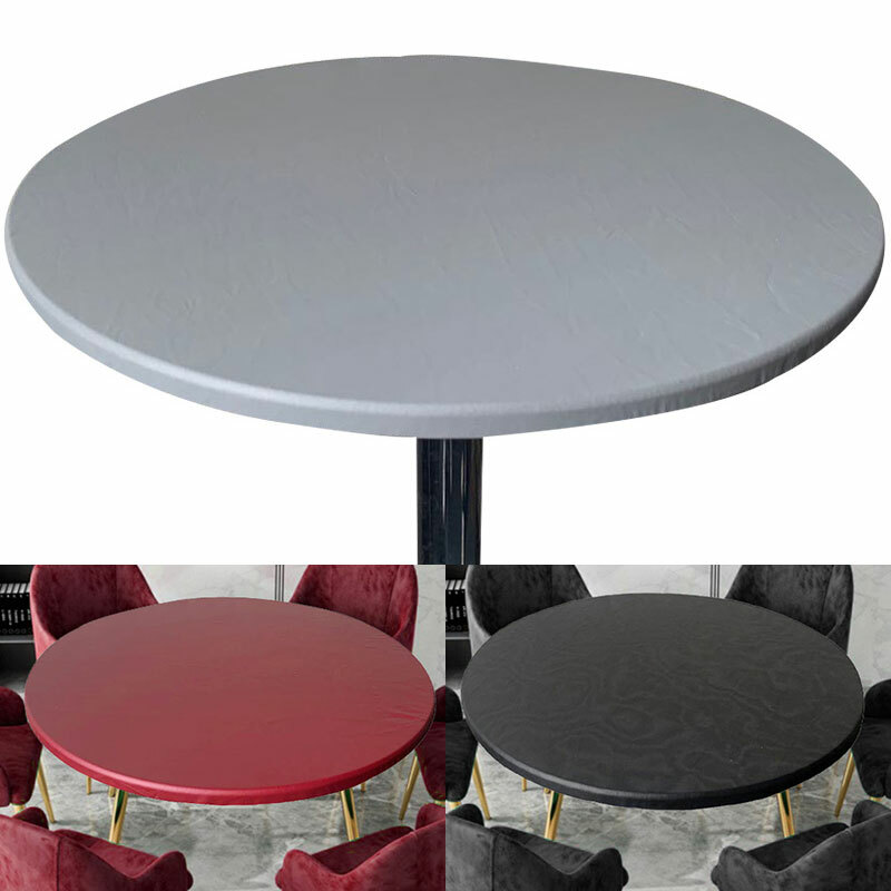 Round Fitted Table Cloth Table Protector Table Cover Backed Vinyl Tablecloth