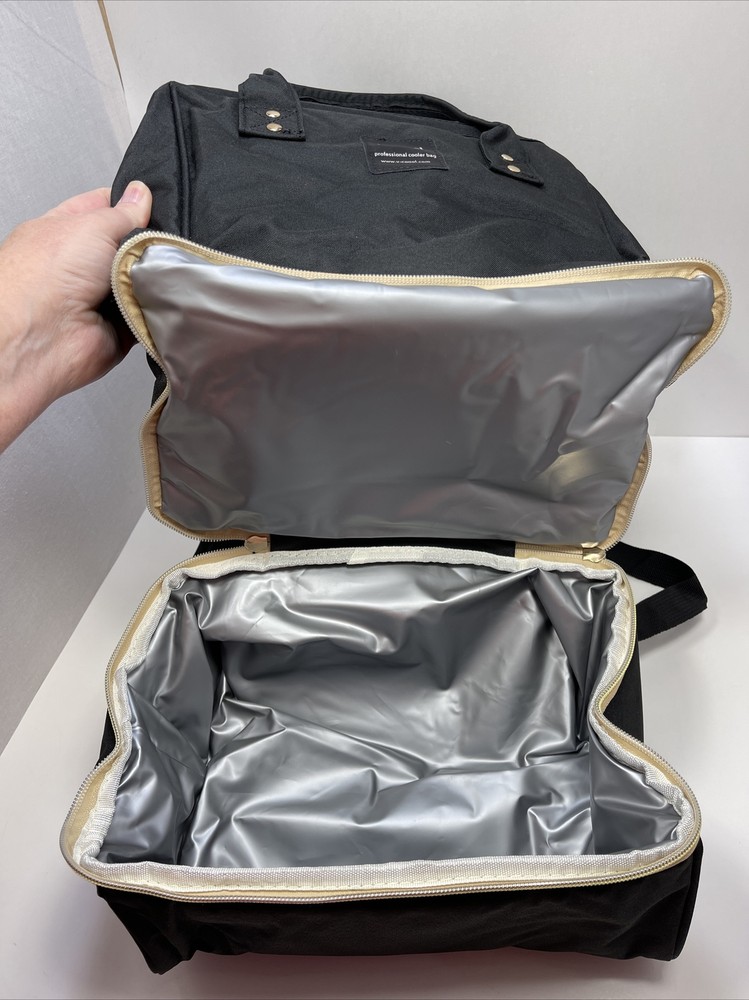 Breast Pump Backpack with cooler, USB Charging Port Black