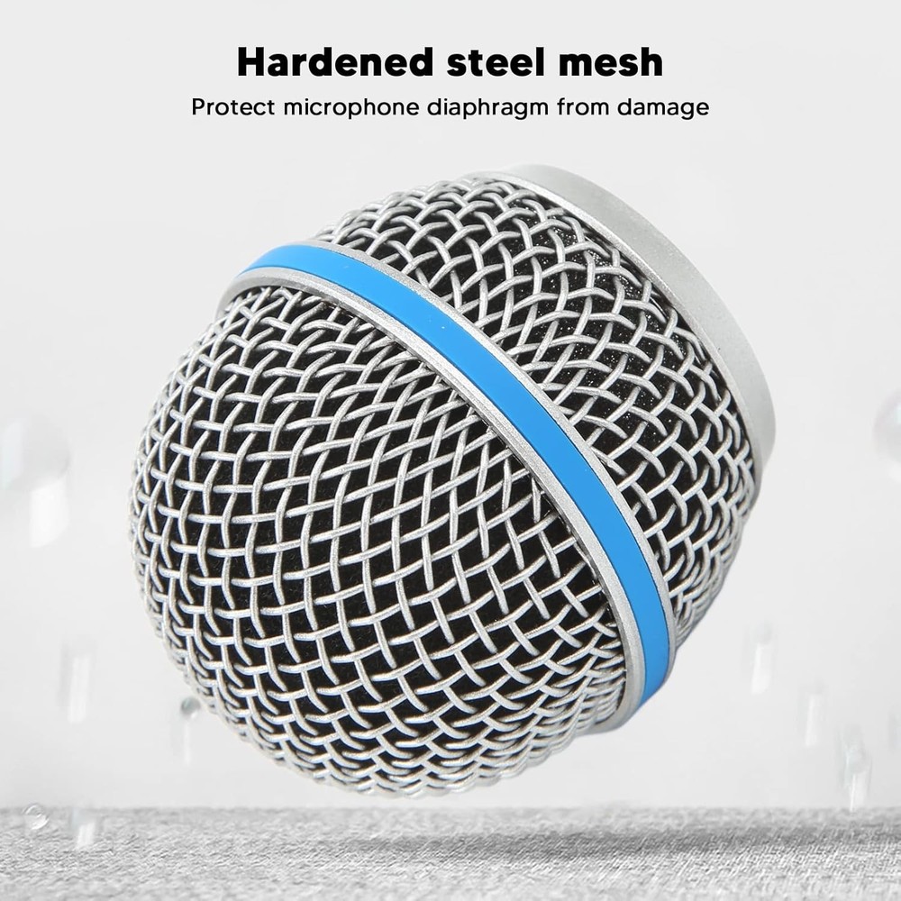 Microphone Grill, Replacement Steel Mesh Grill Head for Beta58A...
