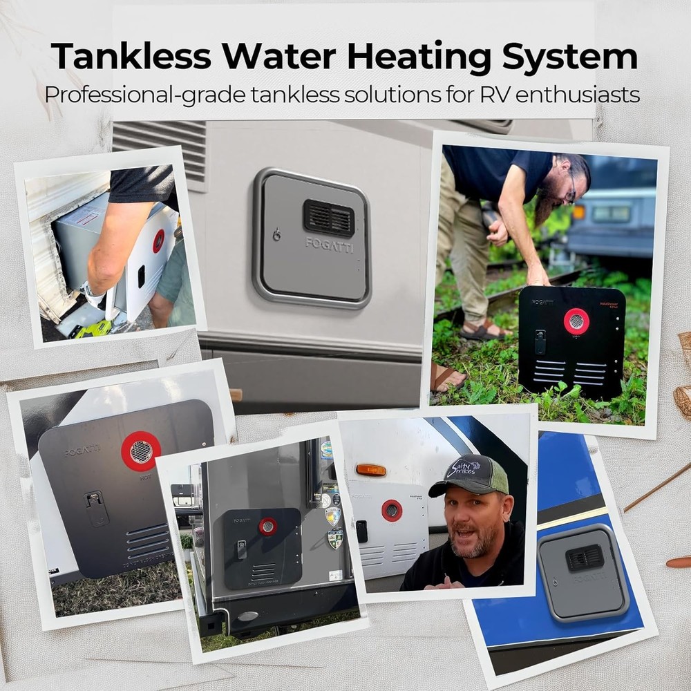 FOGATTI RV Tankless Water Heater InstaShower Ultra, 66,000 BTU 15x15 Inches Door
