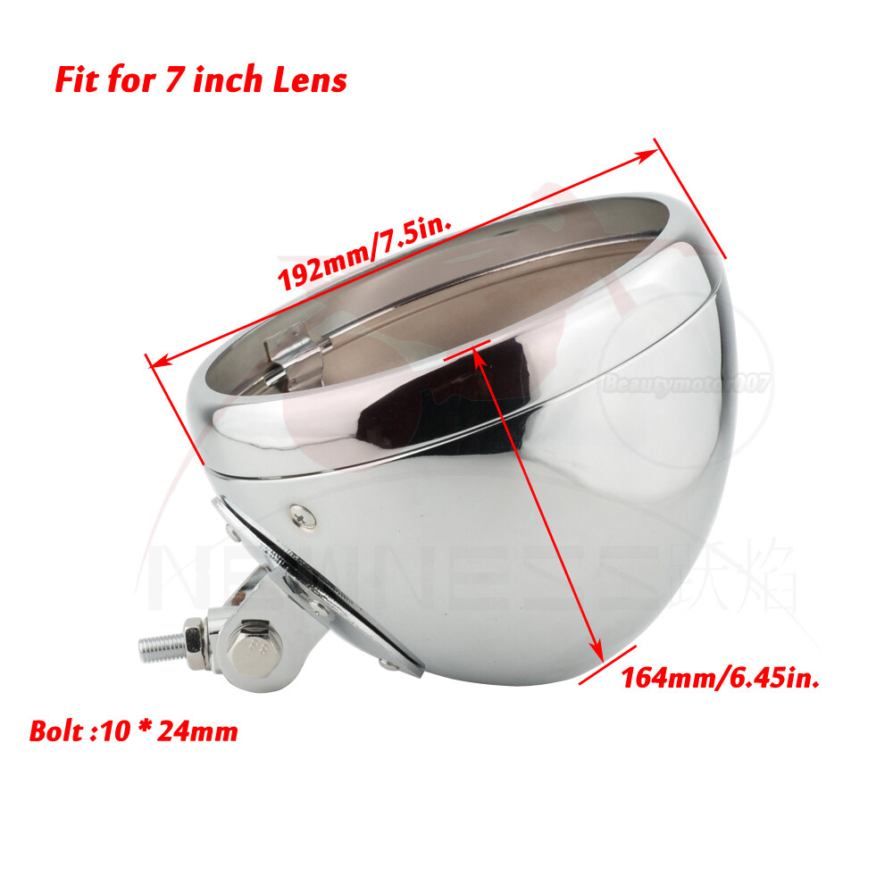 Motorcycle 7" Headlight Housing Shell Lamp Bucket For Harley Customs