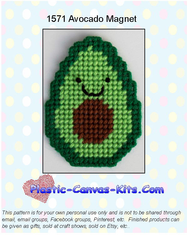 Avocado Magnet-Plastic Canvas Pattern or Kit