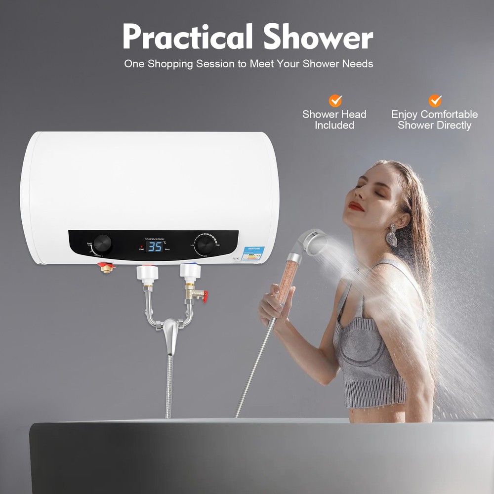 1500W 110V Tank Hot Water Heater Shower Electric Waterproof 30-75℃ White