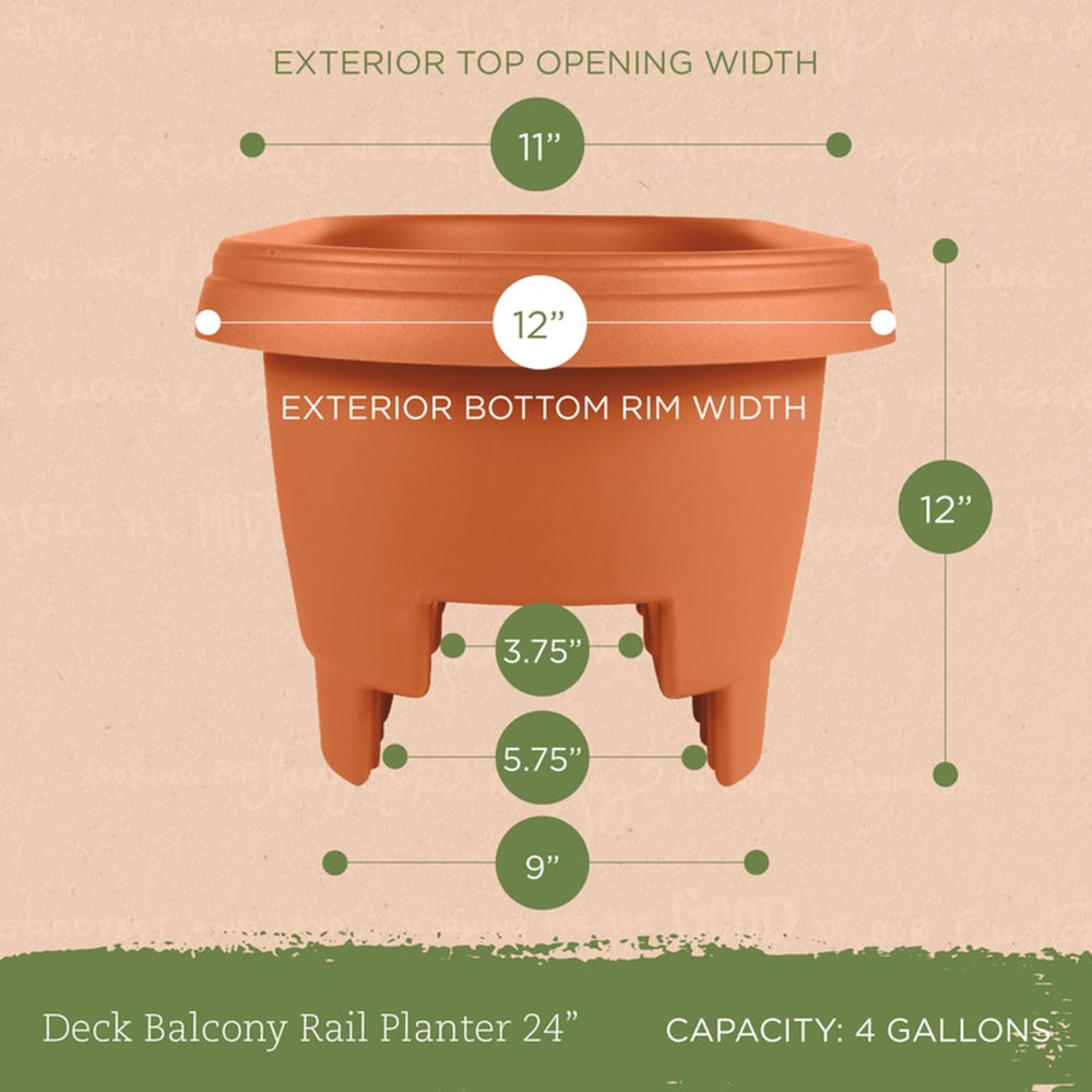 Bloem Deck Balcony Rail Planter: 24" - Terra Cotta
