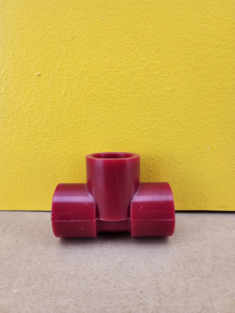 NEW NIBCO 1" Red Kynar PVDF Sch 80 Tee, Socket End