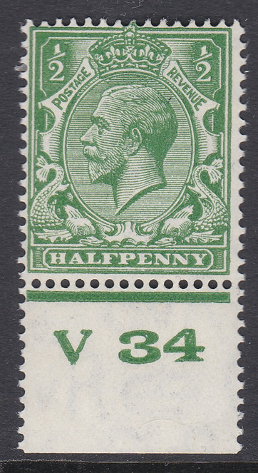 N33(3) ½d Deep Green Block Cypher Control V34 Perf Very lightly Mounted Mint
