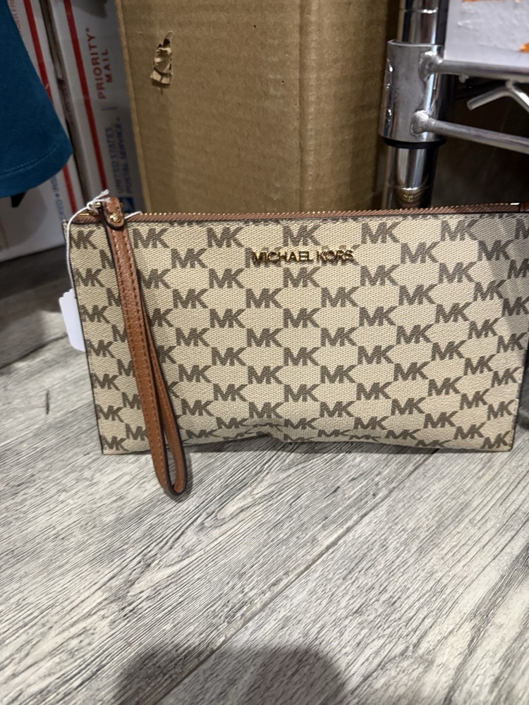 MICHAEL KORS Strap Wallet Brown Leather