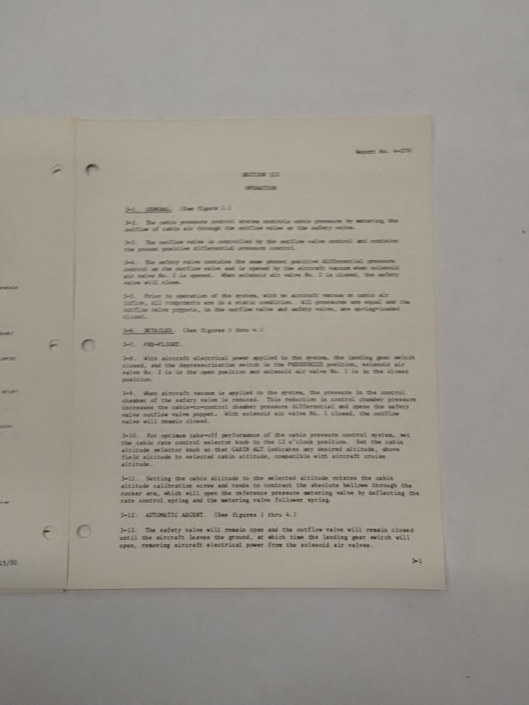 Garrett Cabin Pressure Control System 140468A Operation & Maintenance Instruct