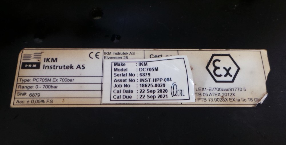 IKM PC705M Ex 700bar Pressure Calibrator.
