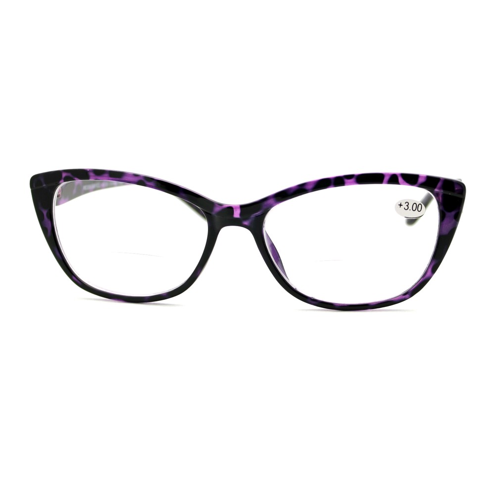 Clear Lens Glasses With Bifocal Reading Lens Women's Rectangular Cat Eye