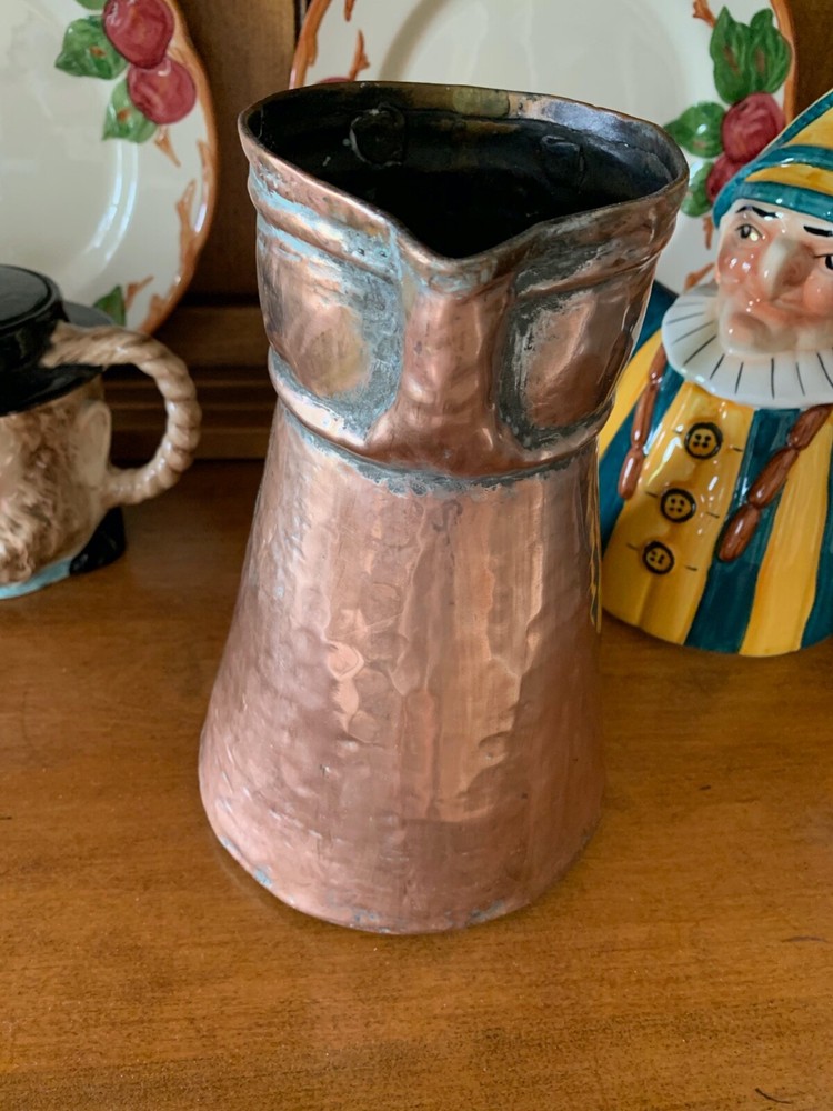 Lovely Antique Hand Hammered Copper 9" Pitcher