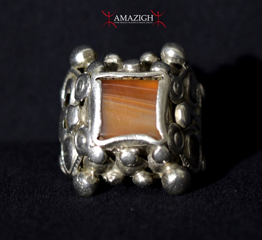 Antique Outstanding Silver-Agate Ring - India - Beautiful Item