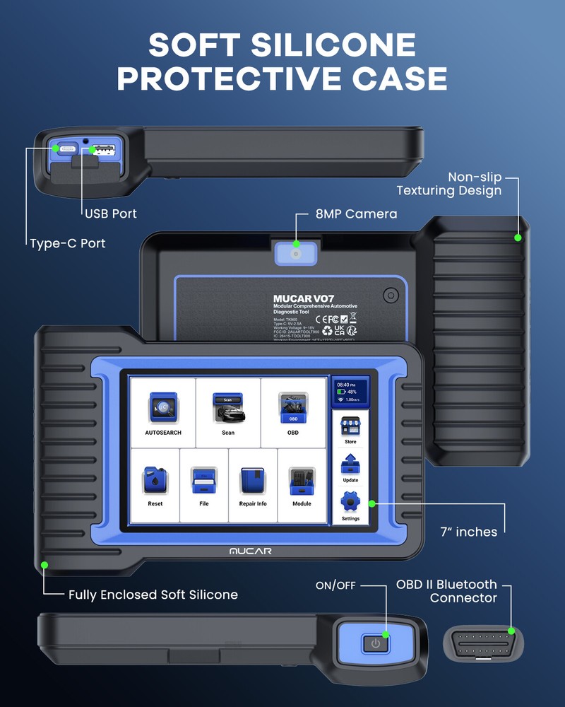MUCAR VO7 Bidirectional Scanner OBD2 Full System Diagnostic Tool ECU Coding 2024
